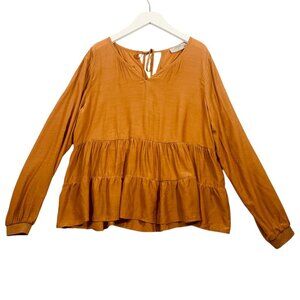 two Tiered baby doll V-neck blouse  by CREAM size 40 mustard (signe cr blouse)